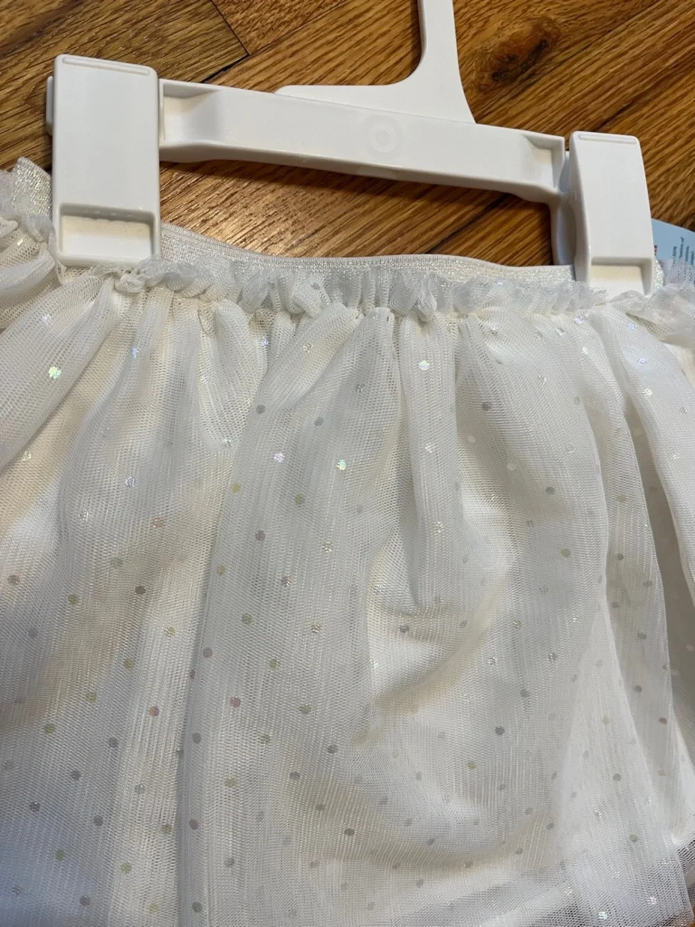 Cat & Jack Toddler Girls White Tulle Skirt Tutu Iridescent Dots Size 3T NWT